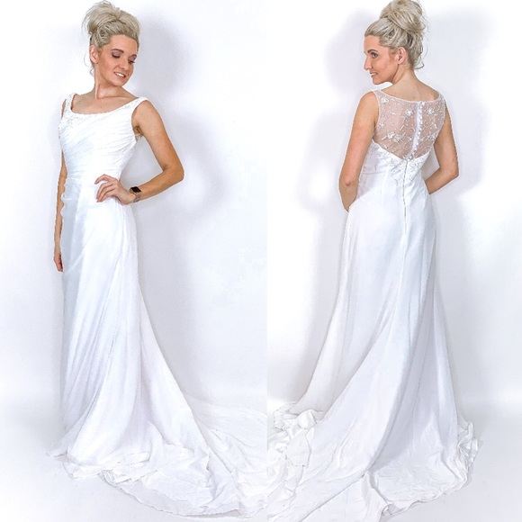Emme Bridal Dresses & Skirts - White wedding Dress with Long Train and Beading